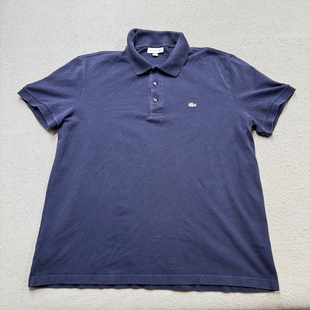 Lacoste Polo Shirt Men's 2XL Navy Blue Slim Fit Short Sleeve Cotton Activewear